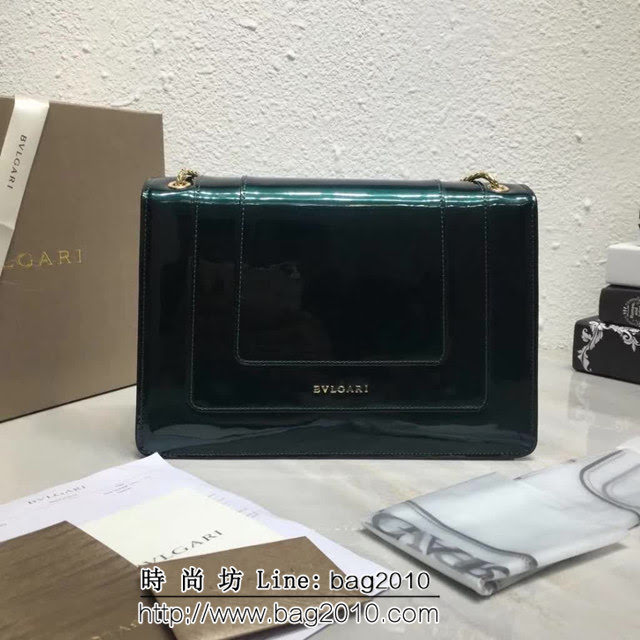 BVLGARI寶格麗 專櫃新品 升級版牛漆皮 雙層蛇頭包 鏈條單肩斜挎包 B35106 FYD1390